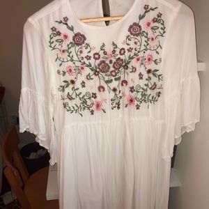 Shein embroidered flounce sleeve